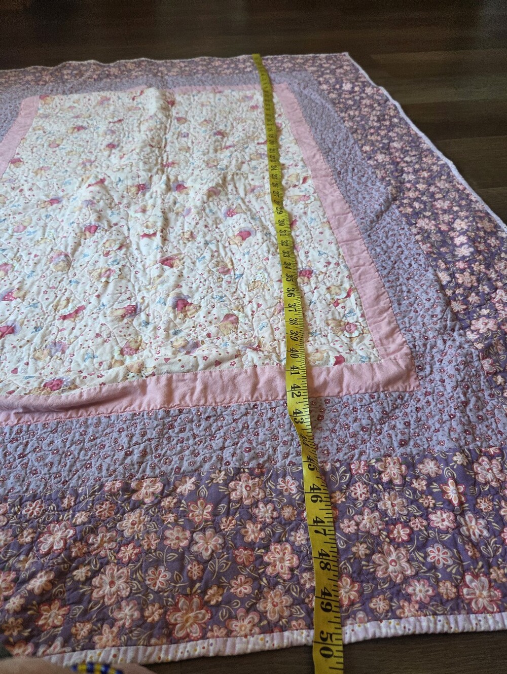 Hand Made Quilted Baby Blanket, Olivia the Pig Dancing Ballet Patchwork Blanket - Picture 5 of 7
